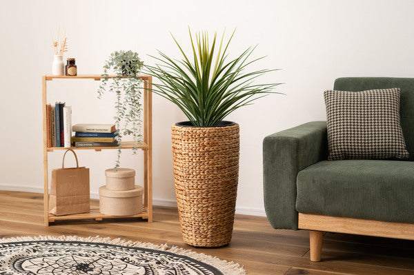 プランター 鉢入れ アジアン 観葉植物 植物 ウォーターヒヤシンス 雑貨 インテリア 室内 ブラウン 茶色 編み かご ゴミ箱 収納 筒型 9号用 GRNB-52L