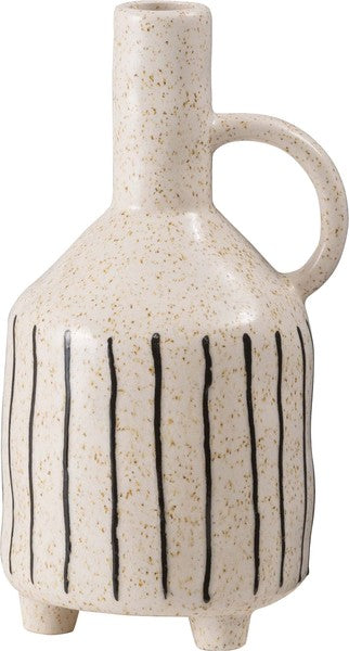 フラワーベース 花瓶 花びん かびん 陶器 卓上 床置き 和 モダン レトロ インテリア かわいい 大きい 大きめ ベージュ グレー 27cm ストライプ ボーダー スリム