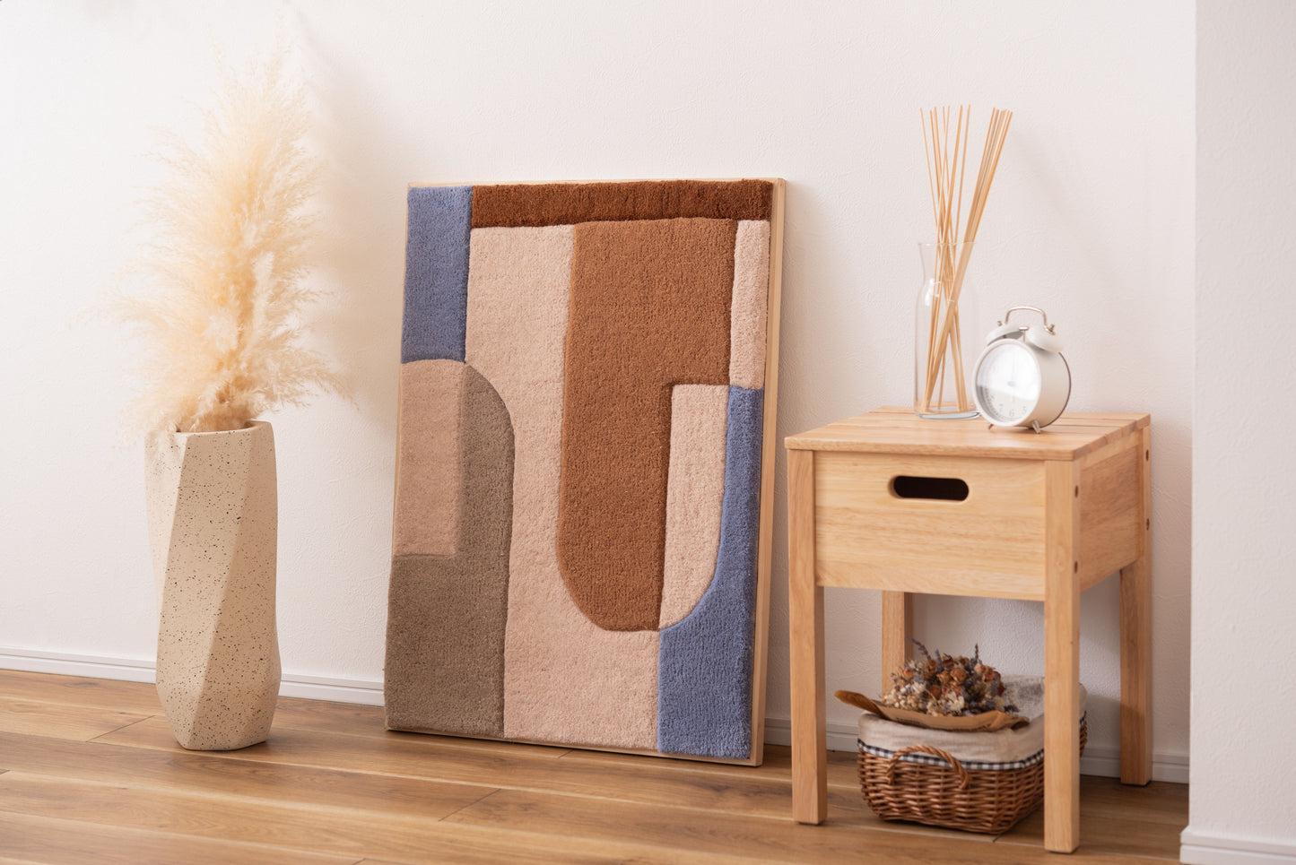 ウォールアート インテリア アートパネル 壁飾り 壁掛け ウォールデコ 玄関 リビング 寝室 ダイニング おしゃれ ウール 木製 フレーム 立てかけ タフティング ニュアンスカラー FAB-014