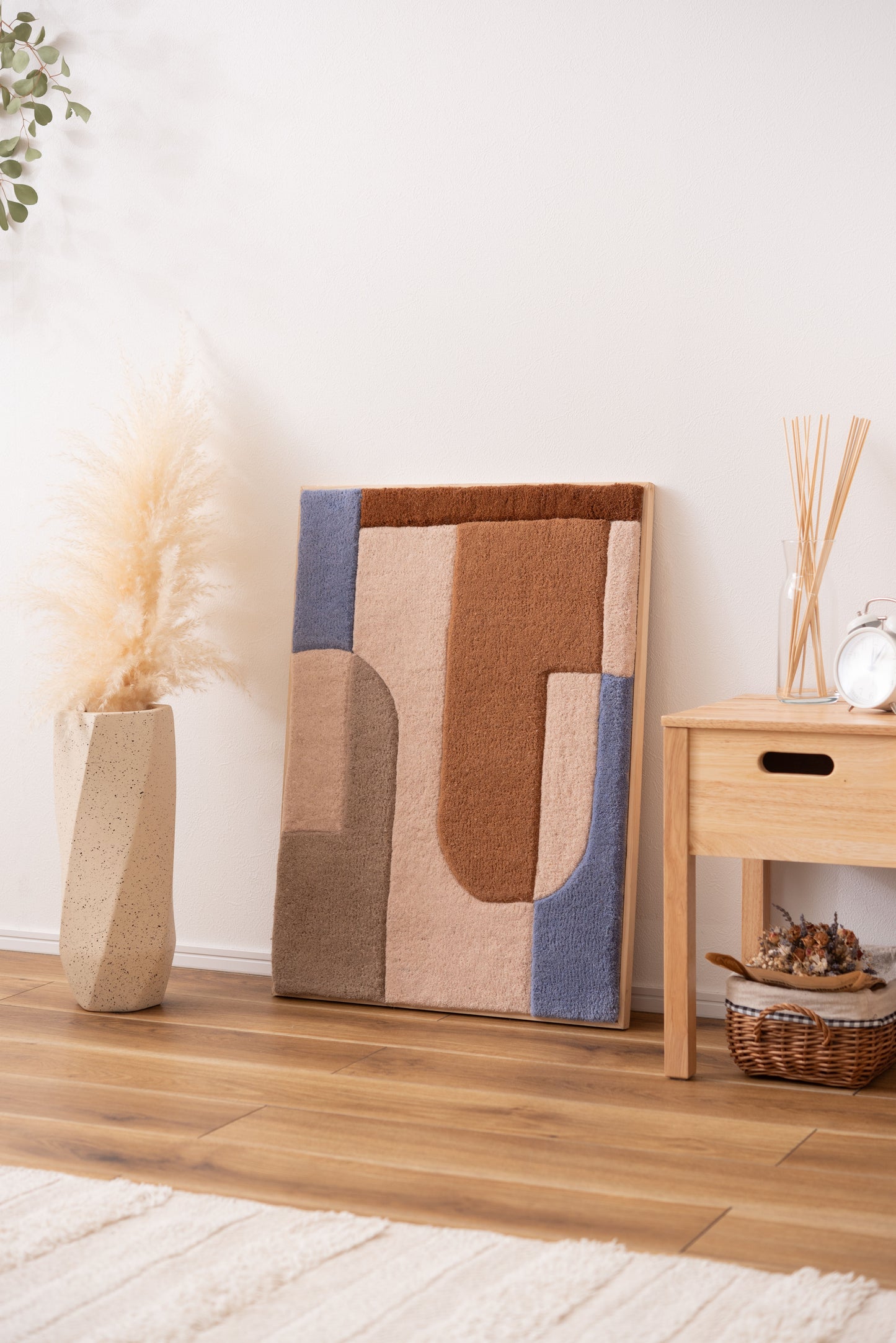 ウォールアート インテリア アートパネル 壁飾り 壁掛け ウォールデコ 玄関 リビング 寝室 ダイニング おしゃれ ウール 木製 フレーム 立てかけ タフティング ニュアンスカラー FAB-014