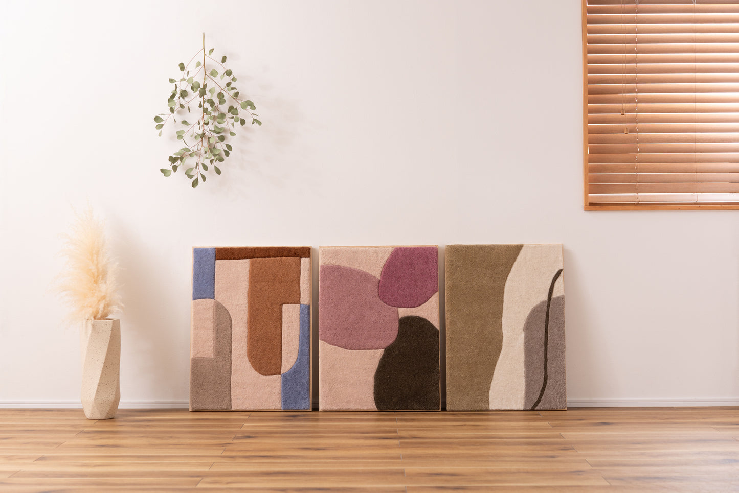 ウォールアート インテリア アートパネル 壁飾り 壁掛け ウォールデコ 玄関 リビング 寝室 ダイニング おしゃれ ウール 木製 フレーム 立てかけ タフティング ニュアンスカラー FAB-014