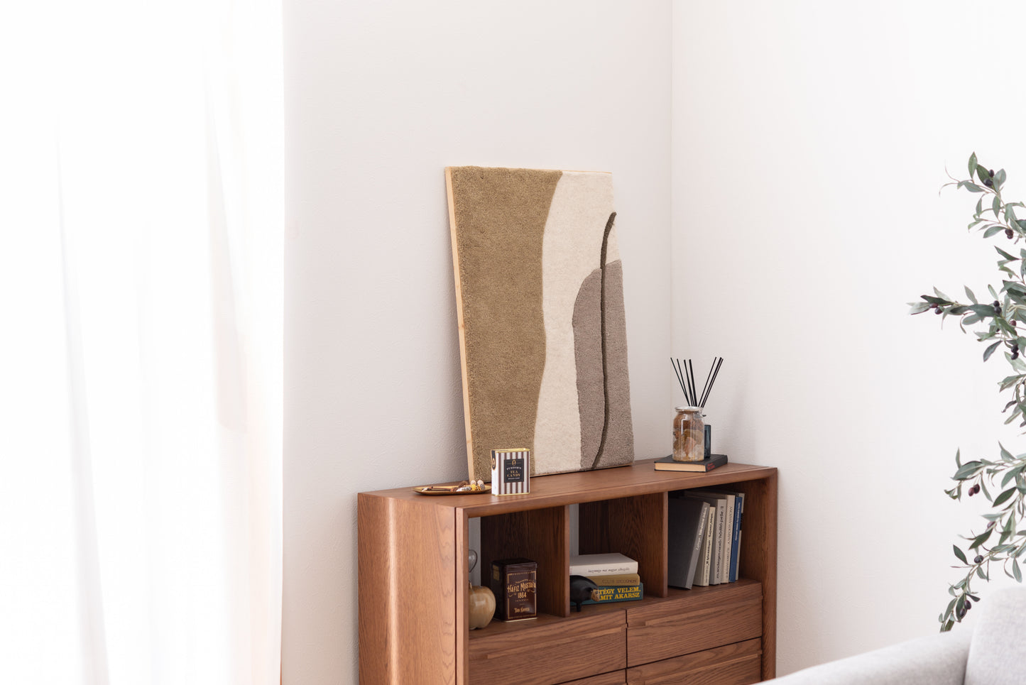 ウォールアート インテリア アートパネル 壁飾り 壁掛け ウォールデコ 玄関 リビング 寝室 ダイニング おしゃれ ウール 木製 フレーム 立てかけ タフティング ニュアンスカラー FAB-014