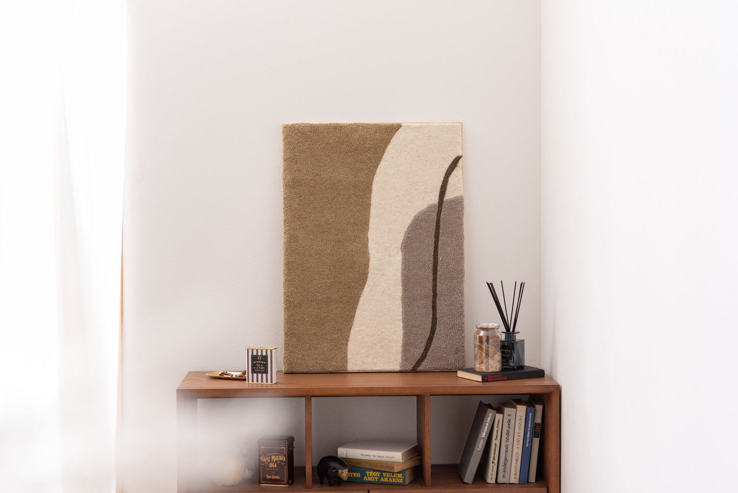 ウォールアート インテリア アートパネル 壁飾り 壁掛け ウォールデコ 玄関 リビング 寝室 ダイニング おしゃれ ウール 木製 フレーム 立てかけ タフティング ニュアンスカラー FAB-014