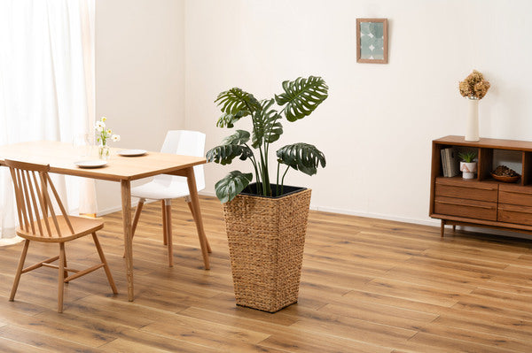 プランター ハイ 鉢入れ アジアン 観葉植物 植物 シンプル ウォーターヒヤシンス 雑貨 インテリア 室内 ブラウン 茶色 編み かご ゴミ箱 収納 角型 9号用 GRNB-53L