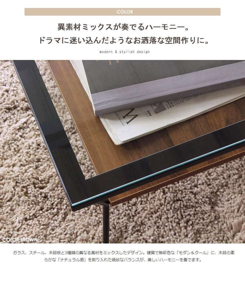 テーブル ガラステーブル おしゃれ 一人暮らし ローテーブル ラウル IW-317