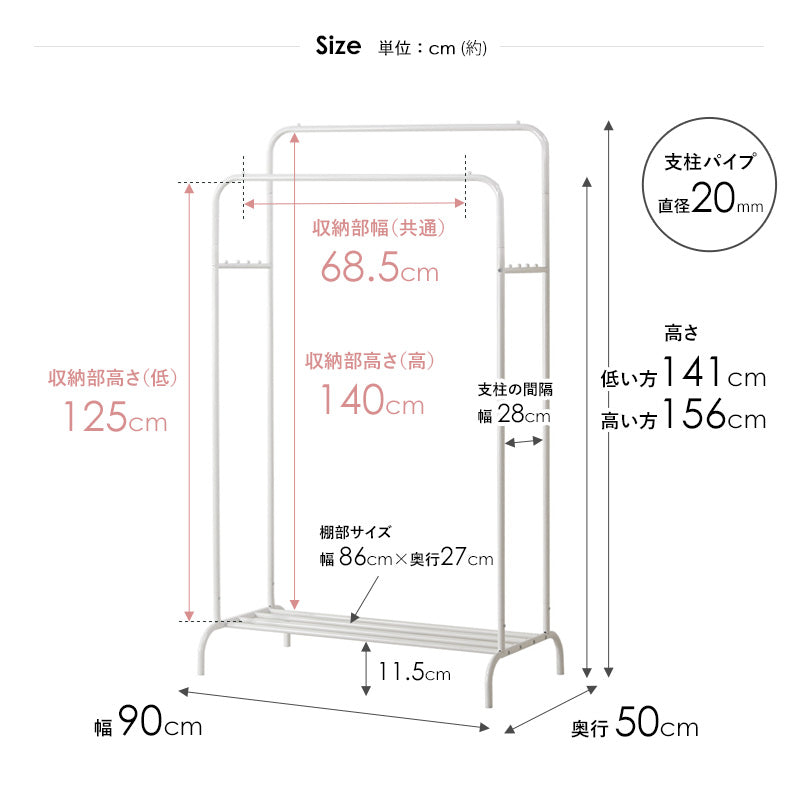 シンプルハンガーラック ダブルタイプ IWH-127