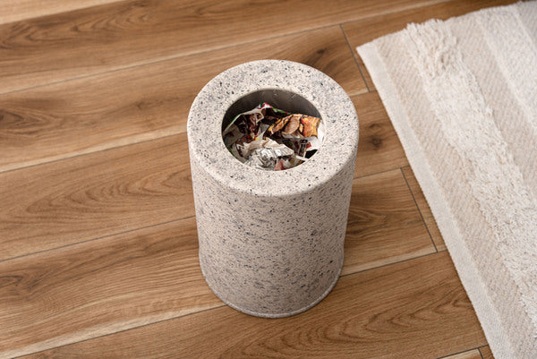 トラッシュカン ダストボックス ごみ箱 ゴミ箱 5L 5リットル 二重構造 ゴミ袋が見えない 生活感を抑える 分別 凹凸あり 石目調 テラゾー 人工大理石柄 テラゾー