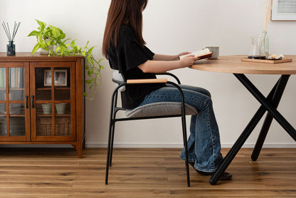 アームチェア カフェチェア 椅子 ダイニング椅子 リビング ダイニング  北欧 シンプル スチール ブラックスチール 天然木 ダークグレー ライトグレー