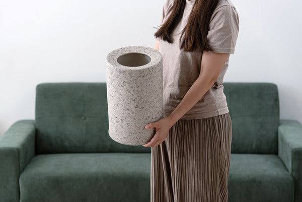 トラッシュカン ダストボックス ごみ箱 ゴミ箱 5L 5リットル 二重構造 ゴミ袋が見えない 生活感を抑える 分別 凹凸あり 石目調 テラゾー 人工大理石柄 テラゾー