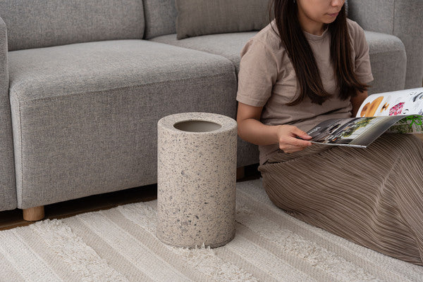 トラッシュカン ダストボックス ごみ箱 ゴミ箱 5L 5リットル 二重構造 ゴミ袋が見えない 生活感を抑える 分別 凹凸あり 石目調 テラゾー 人工大理石柄 テラゾー