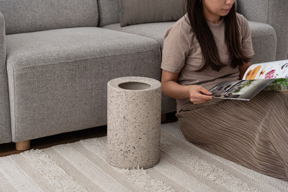 トラッシュカン ダストボックス ごみ箱 ゴミ箱 5L 5リットル 二重構造 ゴミ袋が見えない 生活感を抑える 分別 凹凸あり 石目調 テラゾー 人工大理石柄 テラゾー