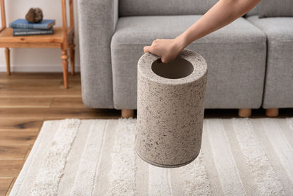 トラッシュカン ダストボックス ごみ箱 ゴミ箱 5L 5リットル 二重構造 ゴミ袋が見えない 生活感を抑える 分別 凹凸あり 石目調 テラゾー 人工大理石柄 テラゾー