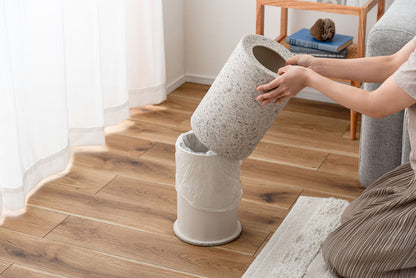 トラッシュカン ダストボックス ごみ箱 ゴミ箱 5L 5リットル 二重構造 ゴミ袋が見えない 生活感を抑える 分別 凹凸あり 石目調 テラゾー 人工大理石柄 テラゾー