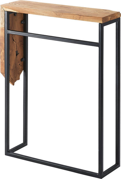 コンソール スリム テーブル スタンディングデスク 机 スリム 省スペース 幅60 玄関 キッチン アジアン モダン ブラックスチール 天然木 ブラウン ブラック