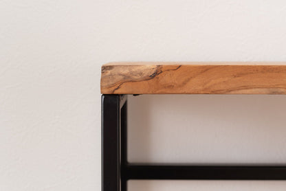 コンソール スリム テーブル スタンディングデスク 机 スリム 省スペース 幅60 玄関 キッチン アジアン モダン ブラックスチール 天然木 ブラウン ブラック