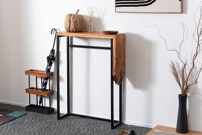 コンソール スリム テーブル スタンディングデスク 机 スリム 省スペース 幅60 玄関 キッチン アジアン モダン ブラックスチール 天然木 ブラウン ブラック