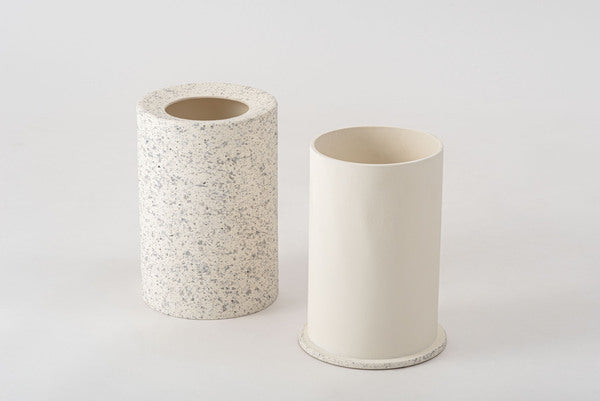 トラッシュカン ダストボックス ごみ箱 ゴミ箱 5L 5リットル 二重構造 ゴミ袋が見えない 生活感を抑える 分別 凹凸あり 石目調 テラゾー 人工大理石柄 テラゾー