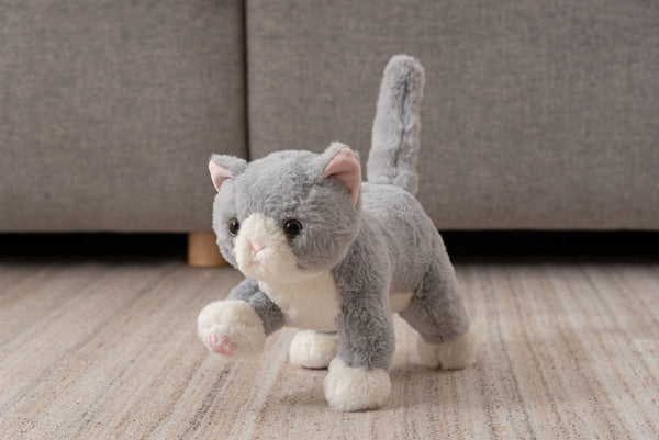 癒されアニマル 動物 ぬいぐるみ 猫 関節が動く 動く 動物 癒し ペットロス 高齢者 インテリア雑貨 猫 ねこ ネコ かわいい プレゼント 介護 介護施設 グレー 茶