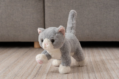 癒されアニマル 動物 ぬいぐるみ 猫 関節が動く 動く 動物 癒し ペットロス 高齢者 インテリア雑貨 猫 ねこ ネコ かわいい プレゼント 介護 介護施設 グレー 茶