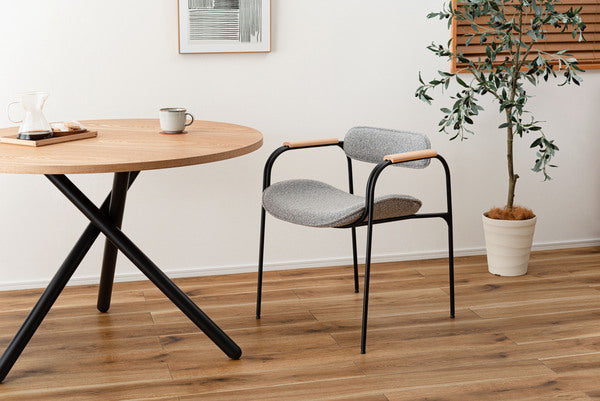 アームチェア カフェチェア 椅子 ダイニング椅子 リビング ダイニング  北欧 シンプル スチール ブラックスチール 天然木 ダークグレー ライトグレー