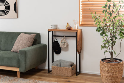 コンソール スリム テーブル スタンディングデスク 机 スリム 省スペース 幅60 玄関 キッチン アジアン モダン ブラックスチール 天然木 ブラウン ブラック