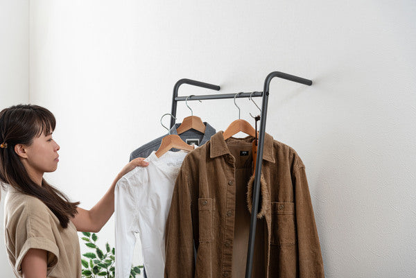 服かけポール　バスケット付き ポールハンガー 立てかけハンガー バスケット付き バスケット 立てかけ