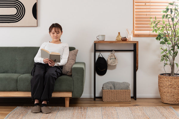 コンソール スリム テーブル スタンディングデスク 机 スリム 省スペース 幅60 玄関 キッチン アジアン モダン ブラックスチール 天然木 ブラウン ブラック