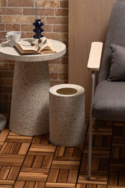 トラッシュカン ダストボックス ごみ箱 ゴミ箱 5L 5リットル 二重構造 ゴミ袋が見えない 生活感を抑える 分別 凹凸あり 石目調 テラゾー 人工大理石柄 テラゾー