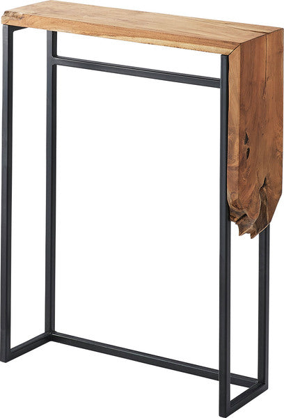 コンソール スリム テーブル スタンディングデスク 机 スリム 省スペース 幅60 玄関 キッチン アジアン モダン ブラックスチール 天然木 ブラウン ブラック